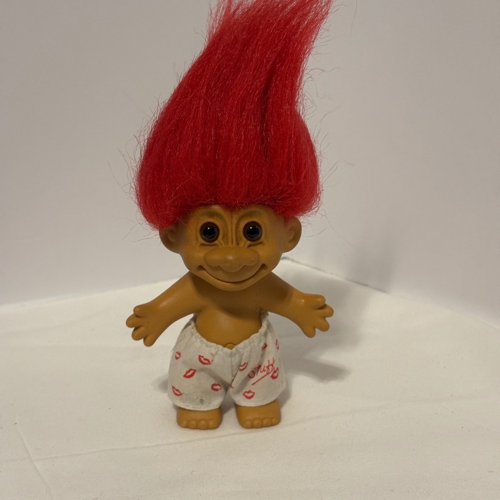 Vintage Russ Berrie Troll Doll Red Hair Hot Stuff Lips Shorts Item 18291 90s Toy